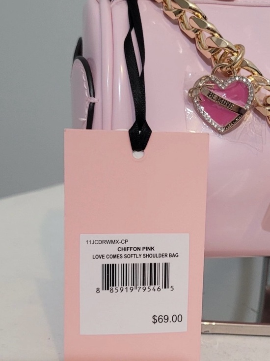 Juicy Couture Pink Patent Barrel Shoulder Bag with Gold Chain Charm NWT main image 2
